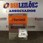 LOTE 346 - 01 LATA DE TINTA TEXTURATTO PREMIUM EFEITO RÚSTICO INTERIOR/EXTERIOR SUVINIL 25KG. (NO ESTADO) ATENÇÃO! FAZER A VISITAÇÃO ANTES DE ARREMATAR, NÃO SABEMOS SE FUNCIONA. LEILÃO NÃO TEM GARANTIA E NEM DEVOLUÇÃO, SUJEITO A POSSÍVEIS AVARIAS VISÍVEIS/OCULTAS E/OU AUSÊNCIA DE COMPONENTES.