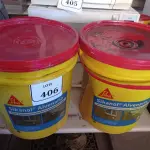 LOTE 406 - 02 BALDES DE SIKANOL ALVENARIA, ADITIVO PLASTIFICANTE PARA ARGAMASSA DE ASSENTAMENTO E REBOCO 18L. (NO ESTADO) ATENÇÃO! FAZER A VISITAÇÃO ANTES DE ARREMATAR, NÃO SABEMOS SE FUNCIONA. LEILÃO NÃO TEM GARANTIA E NEM DEVOLUÇÃO, SUJEITO A POSSÍVEIS AVARIAS VISÍVEIS/OCULTAS E/OU AUSÊNCIA DE COMPONENTES.