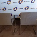 LOTE 109 - 02 CADEIRAS ESTOFADAS COM PÉS CROMADOS (CHAIRS). (NO ESTADO EM QUE SE ENCONTRA. SUJEITO A AVARIAS OCULTAS/VISÍVEIS.)0000075