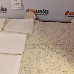 LOTE 075 - 01 TOALHA DE RENDA FILÉ COM 12 PORTA COPOS. (NO ESTADO EM QUE SE ENCONTRA) ATENÇÃO! FAZER A VISITAÇÃO ANTES DE ARREMATAR, NÃO SABEMOS SE FUNCIONA. LEILÃO NÃO TEM GARANTIA E NEM DEVOLUÇÃO, SUJEITO A POSSÍVEIS AVARIAS VISÍVEIS/OCULTAS E/OU AUSÊNCIA DE COMPONENTES.