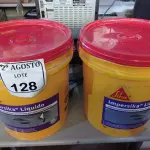 LOTE 128 - 02 BALDES DE IMPERSIKA LÍQUIDO ADITIVO PLASTIFICANTE PARA ARGAMASSA DE ASSENTAMENTO E REBOCO, 18 LITROS CADA. (NO ESTADO) ATENÇÃO! FAZER A VISITAÇÃO ANTES DE ARREMATAR, NÃO SABEMOS SE FUNCIONA. LEILÃO NÃO TEM GARANTIA E NEM DEVOLUÇÃO, SUJEITO A POSSÍVEIS AVARIAS VISÍVEIS/OCULTAS E/OU AUSÊNCIA DE COMPONENTES.