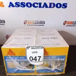 LOTE 047 - 04 CAIXAS SIKATOP-100 REVESTIMENTO IMPERMEABILIZANTE SEMI-FLEXIVEL DE 4KG CADA. (NO ESTADO) ATENÇÃO! FAZER A VISITAÇÃO ANTES DE ARREMATAR, NÃO SABEMOS SE FUNCIONA. LEILÃO NÃO TEM GARANTIA E NEM DEVOLUÇÃO, SUJEITO A POSSÍVEIS AVARIAS VISÍVEIS/OCULTAS E/OU AUSÊNCIA DE COMPONENTES.