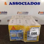 LOTE 086 - 04 CAIXAS SIKATOP-100 REVESTIMENTO IMPERMEABILIZANTE SEMI-FLEXIVEL DE 4KG CADA. (NO ESTADO) ATENÇÃO! FAZER A VISITAÇÃO ANTES DE ARREMATAR, NÃO SABEMOS SE FUNCIONA. LEILÃO NÃO TEM GARANTIA E NEM DEVOLUÇÃO, SUJEITO A POSSÍVEIS AVARIAS VISÍVEIS/OCULTAS E/OU AUSÊNCIA DE COMPONENTES.