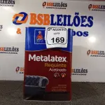 LOTE 169 - 01 LATA DE TINTA METALATEX ACETINADO DE 16 LITROS DE COR GELO BRANCO NEVE. (NO ESTADO) ATENÇÃO! FAZER A VISITAÇÃO ANTES DE ARREMATAR, NÃO SABEMOS SE FUNCIONA. LEILÃO NÃO TEM GARANTIA E NEM DEVOLUÇÃO, SUJEITO A POSSÍVEIS AVARIAS VISÍVEIS/OCULTAS E/OU AUSÊNCIA DE COMPONENTES.