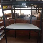LOTE 330 - 04 MESAS EM MADEIRA COM ASE EM FERRO DE CANTO. (NO ESTADO) ATENÇÃO! FAZER A VISITAÇÃO ANTES DE ARREMATAR, NÃO SABEMOS SE FUNCIONA. LEILÃO NÃO TEM GARANTIA E NEM DEVOLUÇÃO, SUJEITO A POSSÍVEIS AVARIAS VISÍVEIS/OCULTAS E/OU AUSÊNCIA DE COMPONENTES.