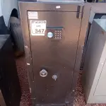 LOTE 347 - 01 COFRE EM AÇO COM CHAVE. (NO ESTADO) ATENÇÃO! FAZER A VISITAÇÃO ANTES DE ARREMATAR, NÃO SABEMOS SE FUNCIONA. LEILÃO NÃO TEM GARANTIA E NEM DEVOLUÇÃO, SUJEITO A POSSÍVEIS AVARIAS VISÍVEIS/OCULTAS E/OU AUSÊNCIA DE COMPONENTES.