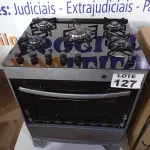 LOTE 127 - 01 - FOGÃO SUGGAR NEO MAX 5 BOCAS INOX MESA DE VIDRO FGV503PRIX BIVOLT (NO ESTADO, NÃO SABEMOS SE FUNCIONA. LEILÃO NÃO TEM GARANTIA E NEM DEVOLUÇÃO, SUJEITO A POSSÍVEIS AVARIAS VISÍVEIS/OCULTAS E/OU AUSÊNCIA DE COMPONENTES)