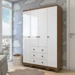 LOTE 158 - 01 - GUARDA ROUPA INFANTIL 4 PORTAS E 3 GAVETAS 100 MDF MIMO BRANCO (NO ESTADO, NÃO SABEMOS SE FUNCIONA. LEILÃO NÃO TEM GARANTIA E NEM DEVOLUÇÃO, SUJEITO A POSSÍVEIS AVARIAS VISÍVEIS/OCULTAS E/OU AUSÊNCIA DE COMPONENTES)