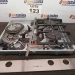 LOTE 123 - 01 - COOKTOP A GÁS FISCHER 3 BOCAS MESA VIDRO PLATINIUM VIDRO QUEBRADO (NO ESTADO, NÃO SABEMOS SE FUNCIONA. LEILÃO NÃO TEM GARANTIA E NEM DEVOLUÇÃO, SUJEITO A POSSÍVEIS AVARIAS VISÍVEIS/OCULTAS E/OU AUSÊNCIA DE COMPONENTES)