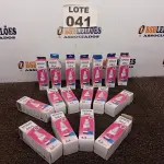 LOTE 041 - 17 - GARRAFAS DE TINTA EPSON (NO ESTADO, NÃO SABEMOS SE FUNCIONA. LEILÃO NÃO TEM GARANTIA E NEM DEVOLUÇÃO, SUJEITO A POSSÍVEIS AVARIAS VISÍVEIS/OCULTAS E/OU AUSÊNCIA DE COMPONENTES)