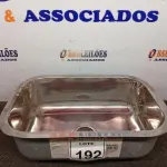 LOTE 192 - 01 CUBA INOX N1 AÇO 304 3.1/2 46X30X17 FABRINOX. (NO ESTADO) ATENÇÃO! FAZER A VISITAÇÃO ANTES DE ARREMATAR, NÃO SABEMOS SE FUNCIONA. LEILÃO NÃO TEM GARANTIA E NEM DEVOLUÇÃO, SUJEITO A POSSÍVEIS AVARIAS VISÍVEIS/OCULTAS E/OU AUSÊNCIA DE COMPONENTES.