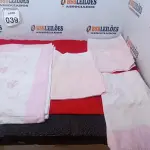 LOTE 039 - 01 LENÇOL, 03 FRONHAS BORDADOS NA COR ROSA. (NO ESTADO) ATENÇÃO! FAZER A VISITAÇÃO ANTES DE ARREMATAR, NÃO SABEMOS SE FUNCIONA. LEILÃO NÃO TEM GARANTIA E NEM DEVOLUÇÃO, SUJEITO A POSSÍVEIS AVARIAS VISÍVEIS/OCULTAS E/OU AUSÊNCIA DE COMPONENTES.