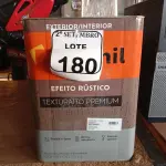 LOTE 180 - 01 LATA DE TINTA SUVINIL EFEITO RUSTICO TEXTURIZADO PRETO 25KG. (NO ESTADO) ATENÇÃO! FAZER A VISITAÇÃO ANTES DE ARREMATAR, NÃO SABEMOS SE FUNCIONA. LEILÃO NÃO TEM GARANTIA E NEM DEVOLUÇÃO, SUJEITO A POSSÍVEIS AVARIAS VISÍVEIS/OCULTAS E/OU AUSÊNCIA DE COMPONENTES.