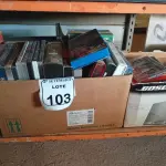 LOTE 103 - 01 LOTE COM DIVERSAS FITAS CASSETES E DVDS. (NO ESTADO) ATENÇÃO! FAZER A VISITAÇÃO ANTES DE ARREMATAR, NÃO SABEMOS SE FUNCIONA. LEILÃO NÃO TEM GARANTIA E NEM DEVOLUÇÃO, SUJEITO A POSSÍVEIS AVARIAS VISÍVEIS/OCULTAS E/OU AUSÊNCIA DE COMPONENTES.
