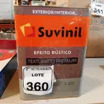 LOTE 360 - 01 LATA DE TINTA SUVINIL EFEITO RUSTICO TEXTURIZADO PRETO 25KG. (NO ESTADO) ATENÇÃO! FAZER A VISITAÇÃO ANTES DE ARREMATAR, NÃO SABEMOS SE FUNCIONA. LEILÃO NÃO TEM GARANTIA E NEM DEVOLUÇÃO, SUJEITO A POSSÍVEIS AVARIAS VISÍVEIS/OCULTAS E/OU AUSÊNCIA DE COMPONENTES.