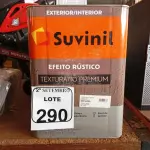 LOTE 290 - 01 LATA DE TINTA SUVINIL EFEITO RUSTICO TEXTURIZADO PRETO 25KG. (NO ESTADO) ATENÇÃO! FAZER A VISITAÇÃO ANTES DE ARREMATAR, NÃO SABEMOS SE FUNCIONA. LEILÃO NÃO TEM GARANTIA E NEM DEVOLUÇÃO, SUJEITO A POSSÍVEIS AVARIAS VISÍVEIS/OCULTAS E/OU AUSÊNCIA DE COMPONENTES.