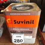 LOTE 280 - 01 LATA DE TINTA SUVINIL EFEITO RUSTICO TEXTURIZADO PRETO 25KG. (NO ESTADO) ATENÇÃO! FAZER A VISITAÇÃO ANTES DE ARREMATAR, NÃO SABEMOS SE FUNCIONA. LEILÃO NÃO TEM GARANTIA E NEM DEVOLUÇÃO, SUJEITO A POSSÍVEIS AVARIAS VISÍVEIS/OCULTAS E/OU AUSÊNCIA DE COMPONENTES.