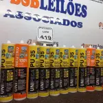 LOTE 419 - 08 SELANTES MULTIUSO PU35 280ML CADA E 03 UNIPEGA SILICONE NEUTRO TRANSPARENTE. (NO ESTADO) ATENÇÃO! FAZER A VISITAÇÃO ANTES DE ARREMATAR, NÃO SABEMOS SE FUNCIONA. LEILÃO NÃO TEM GARANTIA E NEM DEVOLUÇÃO, SUJEITO A POSSÍVEIS AVARIAS VISÍVEIS/OCULTAS E/OU AUSÊNCIA DE COMPONENTES.