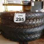 LOTE 295 - 04 PNEUS DE MOTO USADOS COM NUMERAÇÕES DIVERSAS. (NO ESTADO) ATENÇÃO! FAZER A VISITAÇÃO ANTES DE ARREMATAR, NÃO SABEMOS SE FUNCIONA. LEILÃO NÃO TEM GARANTIA E NEM DEVOLUÇÃO, SUJEITO A POSSÍVEIS AVARIAS VISÍVEIS/OCULTAS E/OU AUSÊNCIA DE COMPONENTES.