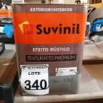 LOTE 340 - 01 LATA DE TINTA SUVINIL EFEITO RUSTICO TEXTURIZADO PRETO 25KG. (NO ESTADO) ATENÇÃO! FAZER A VISITAÇÃO ANTES DE ARREMATAR, NÃO SABEMOS SE FUNCIONA. LEILÃO NÃO TEM GARANTIA E NEM DEVOLUÇÃO, SUJEITO A POSSÍVEIS AVARIAS VISÍVEIS/OCULTAS E/OU AUSÊNCIA DE COMPONENTES.