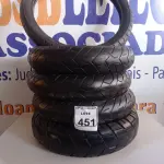 LOTE 451 - 05 PNEUS DE MOTO USADO, TAMANHOS DIVERSOS. (NO ESTADO) ATENÇÃO! FAZER A VISITAÇÃO ANTES DE ARREMATAR, NÃO SABEMOS SE FUNCIONA. LEILÃO NÃO TEM GARANTIA E NEM DEVOLUÇÃO, SUJEITO A POSSÍVEIS AVARIAS VISÍVEIS/OCULTAS E/OU AUSÊNCIA DE COMPONENTES.