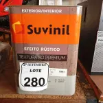 LOTE 280 - 01 LATA DE TINTA SUVINIL EFEITO RUSTICO TEXTURIZADO PRETO 25KG. (NO ESTADO) ATENÇÃO! FAZER A VISITAÇÃO ANTES DE ARREMATAR, NÃO SABEMOS SE FUNCIONA. LEILÃO NÃO TEM GARANTIA E NEM DEVOLUÇÃO, SUJEITO A POSSÍVEIS AVARIAS VISÍVEIS/OCULTAS E/OU AUSÊNCIA DE COMPONENTES.