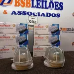 LOTE 033 - 08 LUMINÁRIAS OVAIS TARTARUGA. (NO ESTADO) ATENÇÃO! FAZER A VISITAÇÃO ANTES DE ARREMATAR, NÃO SABEMOS SE FUNCIONA. LEILÃO NÃO TEM GARANTIA E NEM DEVOLUÇÃO, SUJEITO A POSSÍVEIS AVARIAS VISÍVEIS/OCULTAS E/OU AUSÊNCIA DE COMPONENTES.