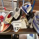 LOTE 123 - 01 LOTE COM DIVERSOS FERROS DE PASSAR ROUPAS COM AVARIAS. (NO ESTADO) ATENÇÃO! FAZER A VISITAÇÃO ANTES DE ARREMATAR, NÃO SABEMOS SE FUNCIONA. LEILÃO NÃO TEM GARANTIA E NEM DEVOLUÇÃO, SUJEITO A POSSÍVEIS AVARIAS VISÍVEIS/OCULTAS E/OU AUSÊNCIA DE COMPONENTES.