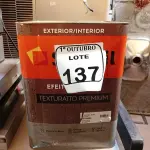 LOTE 137 - 01 LATA DE TINTA TEXTURATTO PREMIUM EFEITO RÚSTICO INTERIOR/EXTERIOR SUVINIL 25KG. (NO ESTADO) ATENÇÃO! FAZER A VISITAÇÃO ANTES DE ARREMATAR, NÃO SABEMOS SE FUNCIONA. LEILÃO NÃO TEM GARANTIA E NEM DEVOLUÇÃO, SUJEITO A POSSÍVEIS AVARIAS VISÍVEIS/OCULTAS E/OU AUSÊNCIA DE COMPONENTES.