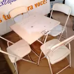 LOTE 574 - 01 MESA DE FERRO COM 04 CADEIRAS. (NO ESTADO) ATENÇÃO! FAZER A VISITAÇÃO ANTES DE ARREMATAR, NÃO SABEMOS SE FUNCIONA. LEILÃO NÃO TEM GARANTIA E NEM DEVOLUÇÃO, SUJEITO A POSSÍVEIS AVARIAS VISÍVEIS/OCULTAS E/OU AUSÊNCIA DE COMPONENTES.