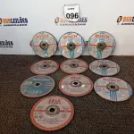 LOTE 096 - 10 DISCOS DE DESBASTE DIVERSOS. (NO ESTADO) ATENÇÃO! FAZER A VISITAÇÃO ANTES DE ARREMATAR, NÃO SABEMOS SE FUNCIONA. LEILÃO NÃO TEM GARANTIA E NEM DEVOLUÇÃO, SUJEITO A POSSÍVEIS AVARIAS VISÍVEIS/OCULTAS E/OU AUSÊNCIA DE COMPONENTES.