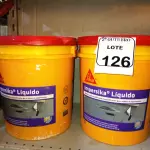LOTE 126 - 02 BALDES DE IMPERSIKA LIQUIDO ADITIVO IMPERMEABILIZANTE E PLASTIFICANTE P REBOCO E ARGAMASSA DE 18L CADA. (NO ESTADO) ATENÇÃO! FAZER A VISITAÇÃO ANTES DE ARREMATAR, NÃO SABEMOS SE FUNCIONA. LEILÃO NÃO TEM GARANTIA E NEM DEVOLUÇÃO, SUJEITO A POSSÍVEIS AVARIAS VISÍVEIS/OCULTAS E/OU AUSÊNCIA DE COMPONENTES.