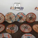 LOTE 019 - 10 DISCOS DE DESBASTE DIVERSOS. (NO ESTADO) ATENÇÃO! FAZER A VISITAÇÃO ANTES DE ARREMATAR, NÃO SABEMOS SE FUNCIONA. LEILÃO NÃO TEM GARANTIA E NEM DEVOLUÇÃO, SUJEITO A POSSÍVEIS AVARIAS VISÍVEIS/OCULTAS E/OU AUSÊNCIA DE COMPONENTES.