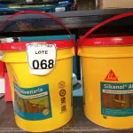 LOTE 068 - 02 BALDES DE SIKANOL ALVENARIA ADITIVO PLASTIFICANTE PARA ARGAMASSA DE ASSENTAMENTO E REBOCO, 18 LITROS CADA. (NO ESTADO) ATENÇÃO! FAZER A VISITAÇÃO ANTES DE ARREMATAR, NÃO SABEMOS SE FUNCIONA. LEILÃO NÃO TEM GARANTIA E NEM DEVOLUÇÃO, SUJEITO A POSSÍVEIS AVARIAS VISÍVEIS/OCULTAS E/OU AUSÊNCIA DE COMPONENTES.