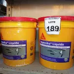 LOTE 189 - 02 BALDES DE IMPERSIKA LIQUIDO ADITIVO IMPERMEABILIZANTE E PLASTIFICANTE P REBOCO E ARGAMASSA DE 18L CADA. (NO ESTADO) ATENÇÃO! FAZER A VISITAÇÃO ANTES DE ARREMATAR, NÃO SABEMOS SE FUNCIONA. LEILÃO NÃO TEM GARANTIA E NEM DEVOLUÇÃO, SUJEITO A POSSÍVEIS AVARIAS VISÍVEIS/OCULTAS E/OU AUSÊNCIA DE COMPONENTES.