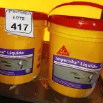 LOTE 417 - 02 BALDES DE IMPERSIKA LIQUIDO ADITIVO IMPERMEABILIZANTE E PLASTIFICANTE P REBOCO E ARGAMASSA DE 18L CADA. (NO ESTADO) ATENÇÃO! FAZER A VISITAÇÃO ANTES DE ARREMATAR, NÃO SABEMOS SE FUNCIONA. LEILÃO NÃO TEM GARANTIA E NEM DEVOLUÇÃO, SUJEITO A POSSÍVEIS AVARIAS VISÍVEIS/OCULTAS E/OU AUSÊNCIA DE COMPONENTES.