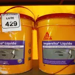 LOTE 429 - 02 BALDES DE IMPERSIKA LIQUIDO ADITIVO IMPERMEABILIZANTE E PLASTIFICANTE P REBOCO E ARGAMASSA DE 18L CADA. (NO ESTADO) ATENÇÃO! FAZER A VISITAÇÃO ANTES DE ARREMATAR, NÃO SABEMOS SE FUNCIONA. LEILÃO NÃO TEM GARANTIA E NEM DEVOLUÇÃO, SUJEITO A POSSÍVEIS AVARIAS VISÍVEIS/OCULTAS E/OU AUSÊNCIA DE COMPONENTES.