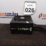 LOTE 026 - 01 FONTE PARA PC MODELO CS 750M CORSAIR (NO ESTADO) ATENÇÃO! FAZER A VISITAÇÃO ANTES DE ARREMATAR, NÃO SABEMOS SE FUNCIONA. LEILÃO NÃO TEM GARANTIA E NEM DEVOLUÇÃO, SUJEITO A POSSÍVEIS AVARIAS VISÍVEIS/OCULTAS E/OU AUSÊNCIA DE COMPONENTES.