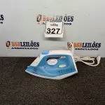 LOTE 327 - 01 FERRO A VAPOR P/ PASSAR ROUPAS ELECTROLUX COR BRANCA C/AZUL (NOVO). (NO ESTADO) ATENÇÃO! FAZER A VISITAÇÃO ANTES DE ARREMATAR, NÃO SABEMOS SE FUNCIONA. LEILÃO NÃO TEM GARANTIA E NEM DEVOLUÇÃO, SUJEITO A POSSÍVEIS AVARIAS VISÍVEIS/OCULTAS E/OU AUSÊNCIA DE COMPONENTES.