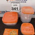 LOTE 341 - 01 CONJUNTO DE POTES DE PLÁSTICO C/ 12 UNIDADES (NOVO). (NO ESTADO) ATENÇÃO! FAZER A VISITAÇÃO ANTES DE ARREMATAR, NÃO SABEMOS SE FUNCIONA. LEILÃO NÃO TEM GARANTIA E NEM DEVOLUÇÃO, SUJEITO A POSSÍVEIS AVARIAS VISÍVEIS/OCULTAS E/OU AUSÊNCIA DE COMPONENTES.