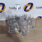 LOTE 075 - 10 CANECAS DE VIDRO PARA CHOPP. (NO ESTADO) ATENÇÃO! FAZER A VISITAÇÃO ANTES DE ARREMATAR, NÃO SABEMOS SE FUNCIONA. LEILÃO NÃO TEM GARANTIA E NEM DEVOLUÇÃO, SUJEITO A POSSÍVEIS AVARIAS VISÍVEIS/OCULTAS E/OU AUSÊNCIA DE COMPONENTES.