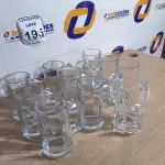 LOTE 195 - 10 CANECAS DE VIDRO PARA CHOPP. (NO ESTADO) ATENÇÃO! FAZER A VISITAÇÃO ANTES DE ARREMATAR, NÃO SABEMOS SE FUNCIONA. LEILÃO NÃO TEM GARANTIA E NEM DEVOLUÇÃO, SUJEITO A POSSÍVEIS AVARIAS VISÍVEIS/OCULTAS E/OU AUSÊNCIA DE COMPONENTES.