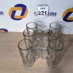 LOTE 221 - 06 CANECAS DE VIDRO PARA CHOPP. (NO ESTADO) ATENÇÃO! FAZER A VISITAÇÃO ANTES DE ARREMATAR, NÃO SABEMOS SE FUNCIONA. LEILÃO NÃO TEM GARANTIA E NEM DEVOLUÇÃO, SUJEITO A POSSÍVEIS AVARIAS VISÍVEIS/OCULTAS E/OU AUSÊNCIA DE COMPONENTES.