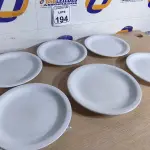LOTE 194 - 06 PRATOS EM PORCELANA. (NO ESTADO) ATENÇÃO! FAZER A VISITAÇÃO ANTES DE ARREMATAR, NÃO SABEMOS SE FUNCIONA. LEILÃO NÃO TEM GARANTIA E NEM DEVOLUÇÃO, SUJEITO A POSSÍVEIS AVARIAS VISÍVEIS/OCULTAS E/OU AUSÊNCIA DE COMPONENTES.