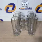 LOTE 215 - 06 CANECAS DE VIDRO PARA CHOPP. (NO ESTADO) ATENÇÃO! FAZER A VISITAÇÃO ANTES DE ARREMATAR, NÃO SABEMOS SE FUNCIONA. LEILÃO NÃO TEM GARANTIA E NEM DEVOLUÇÃO, SUJEITO A POSSÍVEIS AVARIAS VISÍVEIS/OCULTAS E/OU AUSÊNCIA DE COMPONENTES.