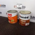 LOTE 189 - 01 LATA DE TINTA P/MADEIRAS E METAIS NA COR VERMELHO VINHO MARCA IQUINE E 01 LATA DE VERNIZ COPAL MARCA MAXVINIL. (NOVO). (NO ESTADO) ATENÇÃO! FAZER A VISITAÇÃO ANTES DE ARREMATAR, NÃO SABEMOS SE FUNCIONA. LEILÃO NÃO TEM GARANTIA E NEM DEVOLUÇÃO, SUJEITO A POSSÍVEIS AVARIAS VISÍVEIS/OCULTAS E/OU AUSÊNCIA DE COMPONENTES.