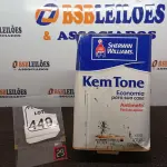 LOTE 449 - 01 LATA DE TINTA SHERWIN WILLIAMS KEM TONE ANTIMOFO 18L.(SEM USO) (NO ESTADO) ATENÇÃO! FAZER A VISITAÇÃO ANTES DE ARREMATAR, NÃO SABEMOS SE FUNCIONA. LEILÃO NÃO TEM GARANTIA E NEM DEVOLUÇÃO, SUJEITO A POSSÍVEIS AVARIAS VISÍVEIS/OCULTAS E/OU AUSÊNCIA DE COMPONENTES.