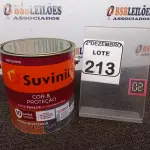 LOTE 213 - 01 LATA DE TINTA COR BRILHANTE PLATINA MARCA SUVINIL 3,6L P/METAIS. (NO ESTADO) ATENÇÃO! FAZER A VISITAÇÃO ANTES DE ARREMATAR, NÃO SABEMOS SE FUNCIONA. LEILÃO NÃO TEM GARANTIA E NEM DEVOLUÇÃO, SUJEITO A POSSÍVEIS AVARIAS VISÍVEIS/OCULTAS E/OU AUSÊNCIA DE COMPONENTES.