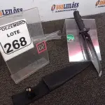LOTE 268 - 01 FACA TAMANHO MEDIANO(NOVO). (NO ESTADO) ATENÇÃO! FAZER A VISITAÇÃO ANTES DE ARREMATAR, NÃO SABEMOS SE FUNCIONA. LEILÃO NÃO TEM GARANTIA E NEM DEVOLUÇÃO, SUJEITO A POSSÍVEIS AVARIAS VISÍVEIS/OCULTAS E/OU AUSÊNCIA DE COMPONENTES.