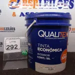 LOTE 292 - 01 GALÃO DE TINTA MARCA QUALITEX. (NO ESTADO) ATENÇÃO! FAZER A VISITAÇÃO ANTES DE ARREMATAR, NÃO SABEMOS SE FUNCIONA. LEILÃO NÃO TEM GARANTIA E NEM DEVOLUÇÃO, SUJEITO A POSSÍVEIS AVARIAS VISÍVEIS/OCULTAS E/OU AUSÊNCIA DE COMPONENTES.